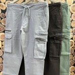 Black Letter Cotton Cargo Style Pant