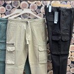 Black Letter Cotton Cargo Style Pant