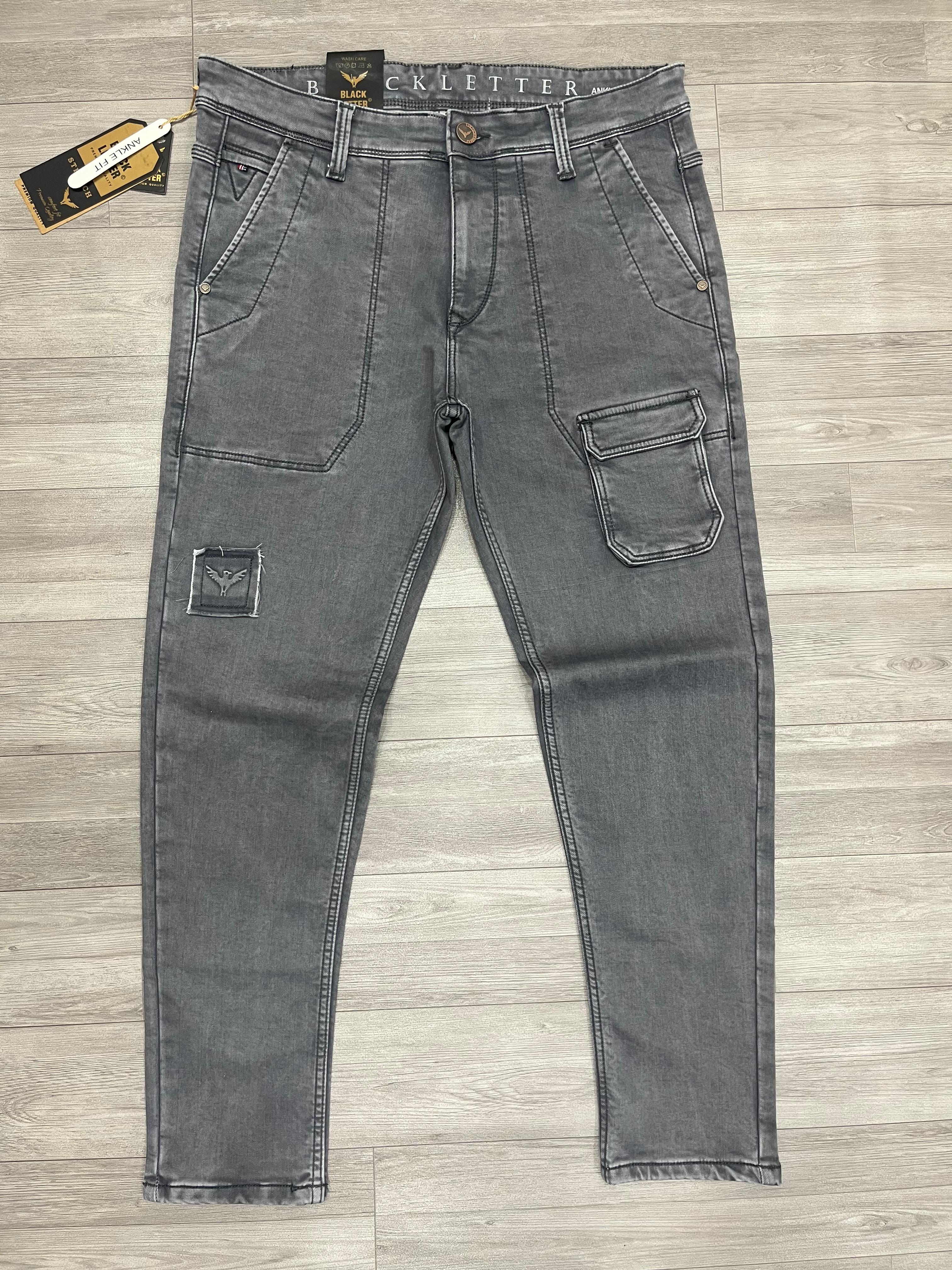 Black Letter Ankle Fit Cross Pocket with Extra front Pocket Jeans