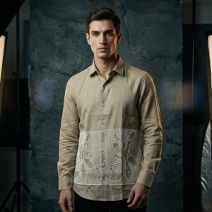 logoff embroidery linen shirt