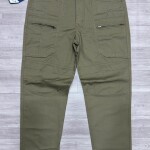 wood machine front zip cargo cotton pant