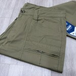 wood machine front zip cargo cotton pant