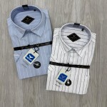 black letter linen stripes shirt