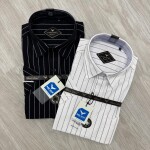 black letter linen stripes shirt