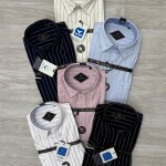 black letter linen stripes shirt