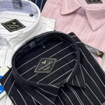 black letter linen stripes shirt