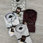 black letter half sleeve big size linen printed shirt