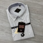 black letter half sleeve big size linen printed shirt