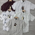 black letter half sleeve big size linen printed shirt