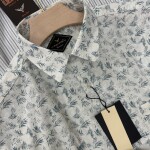 black letter half sleeve big size linen printed shirt