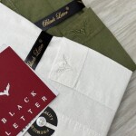 black letter half sleeve linen plain shirt