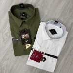 black letter half sleeve linen plain shirt