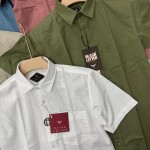 black letter half sleeve linen plain shirt