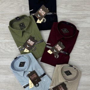 black letter half sleeve linen plain shirt