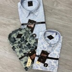 black letter big size linen printed shirt