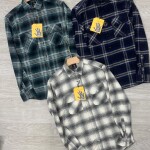 logoff brushing twill checks double pocket shirt