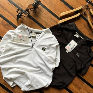 logoff polo neck zip t shirt