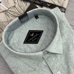 black letter half sleeve linen printed shirt