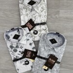 black letter half sleeve linen printed shirt