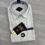 black letter half sleeve linen printed shirt