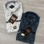 black letter linen printed shirt