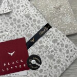 black letter linen printed shirt