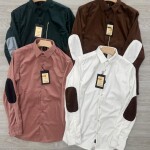 logoff velvet fabric elbow patch shirt