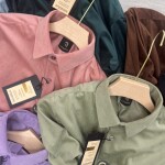 logoff velvet fabric elbow patch shirt