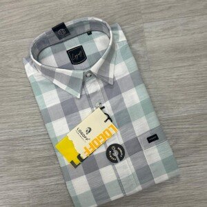 LOGOFF OXFORD COTTON LINEN CHECKS SHIRT