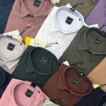 logoff oxford lycra plain shirt