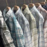 logoff oxford linen checks shirt
