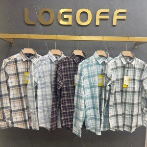 logoff oxford linen checks shirt
