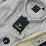 black letter imported linen stripes shirt