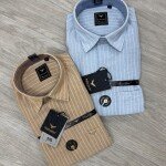 black letter linen stripes shirt