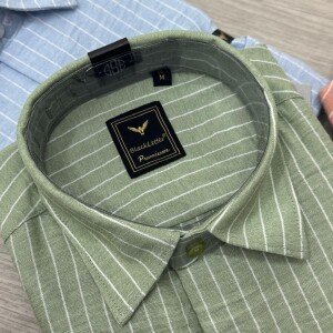 black letter linen stripes shirt