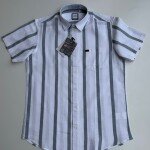 chain craft half sleeve linen stripes shirt