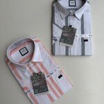 chain craft half sleeve linen stripes shirt
