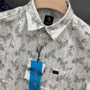 logoff cotton oxford printed shirt