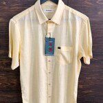 WORD WALE HALF SLEEVE COTTON LINEN SHIRT