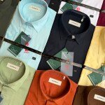 WORD WALE HALF SLEEVE COTTON LINEN SHIRT