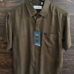WORD WALE HALF SLEEVE COTTON LINEN SHIRT