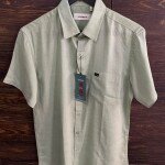 WORD WALE HALF SLEEVE COTTON LINEN SHIRT