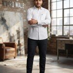 word wale big size linen stripes shirt