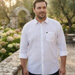 word wale big size linen stripes shirt