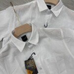 logoff premium half sleeve linen white shirt