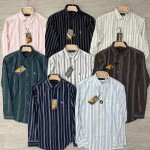 logoff cotton linen stripes shirt