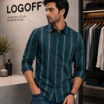 logoff cotton linen stripes shirt