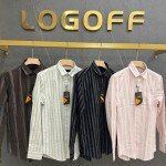 logoff cotton linen stripes shirt