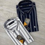 logoff cotton linen stripes shirt