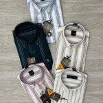 logoff cotton linen stripes shirt